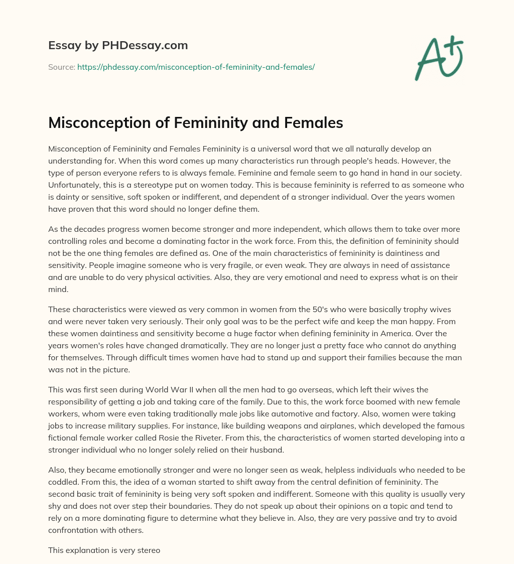 Misconception of Femininity and Females essay