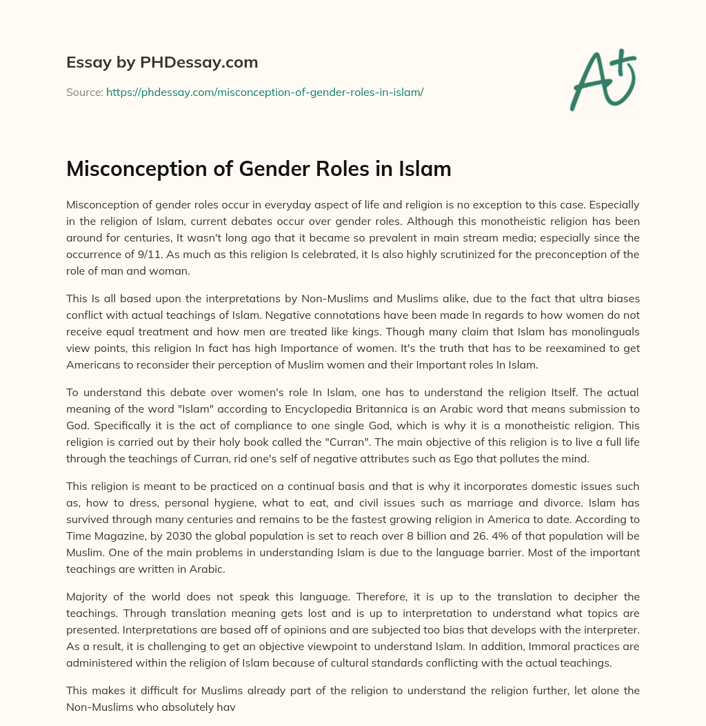 Misconception of Gender Roles in Islam essay
