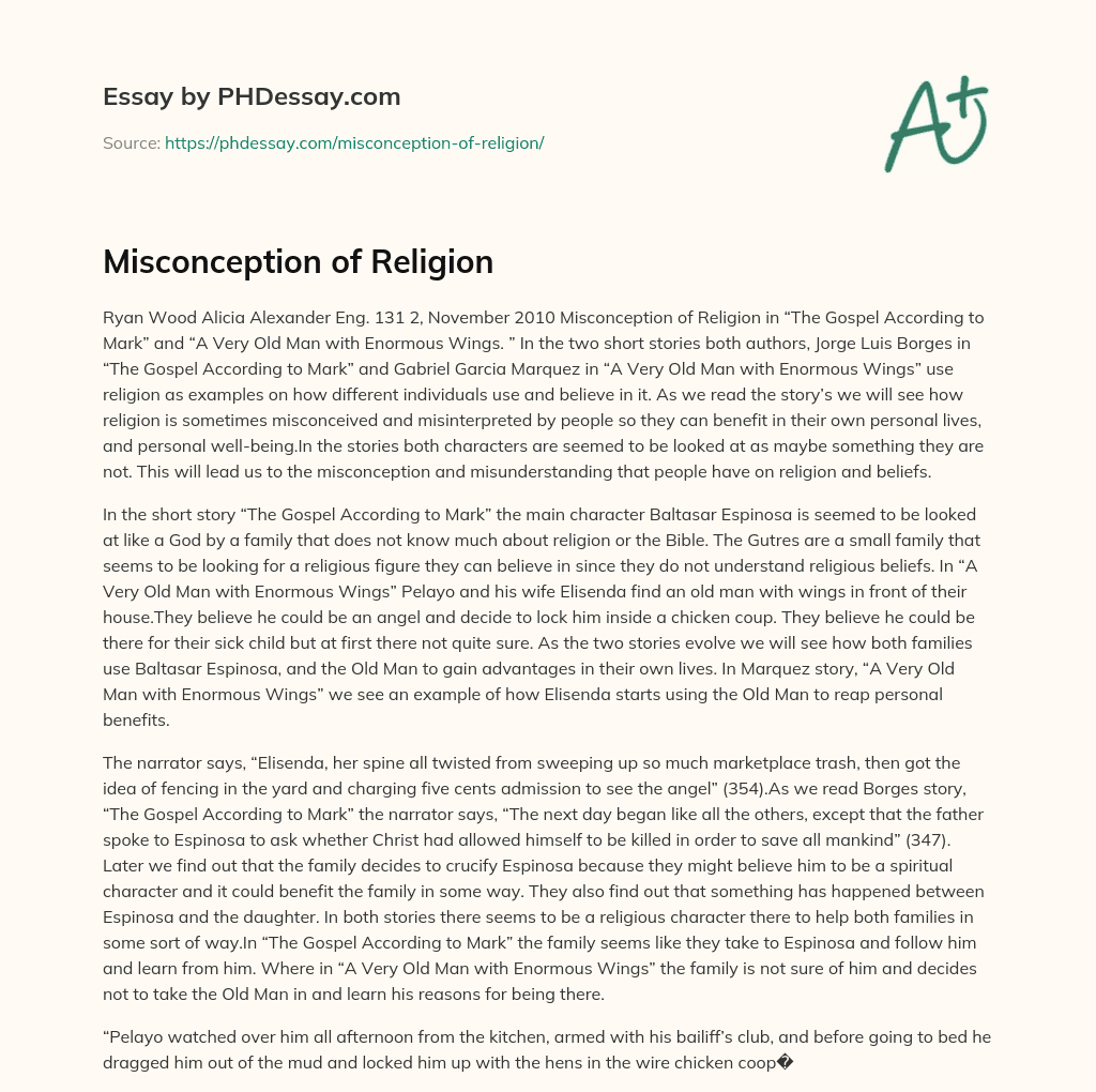 Misconception of Religion essay