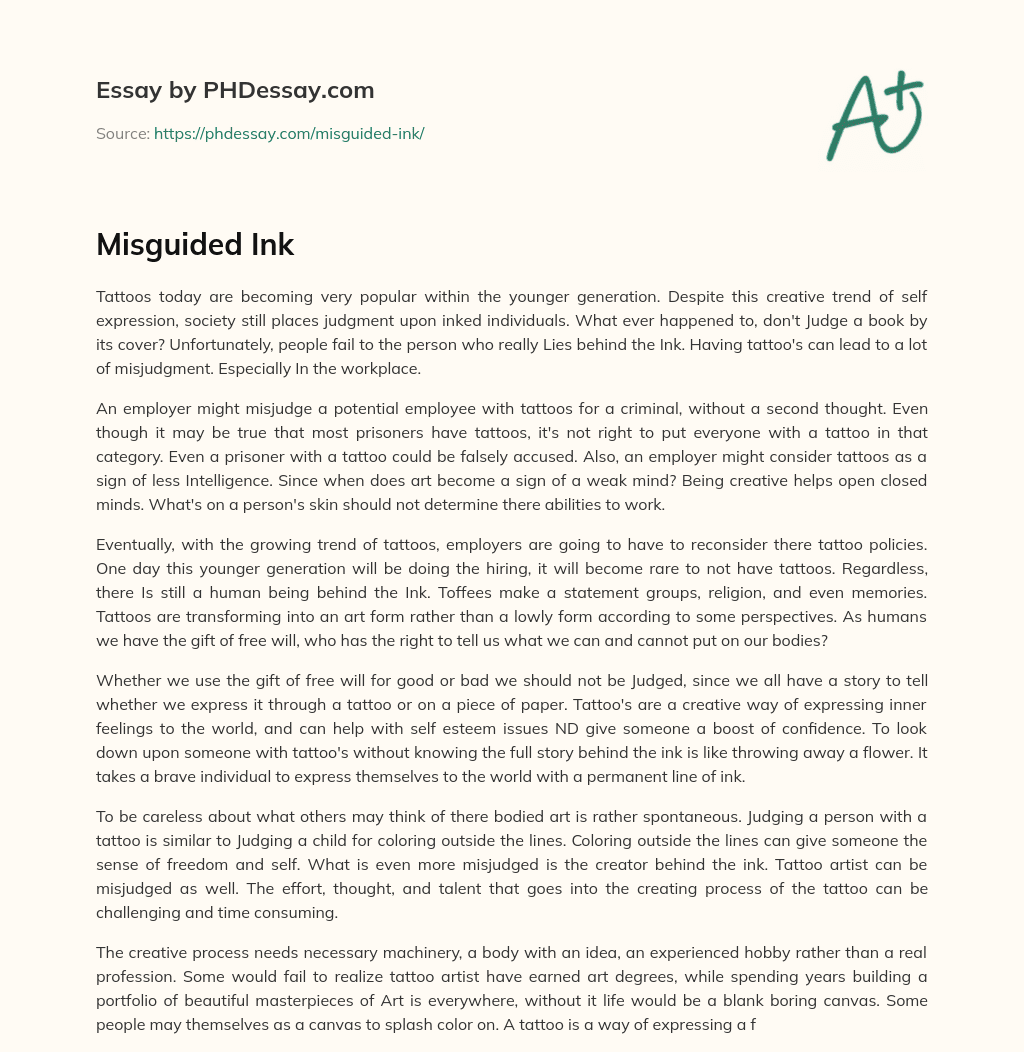 Misguided Ink essay