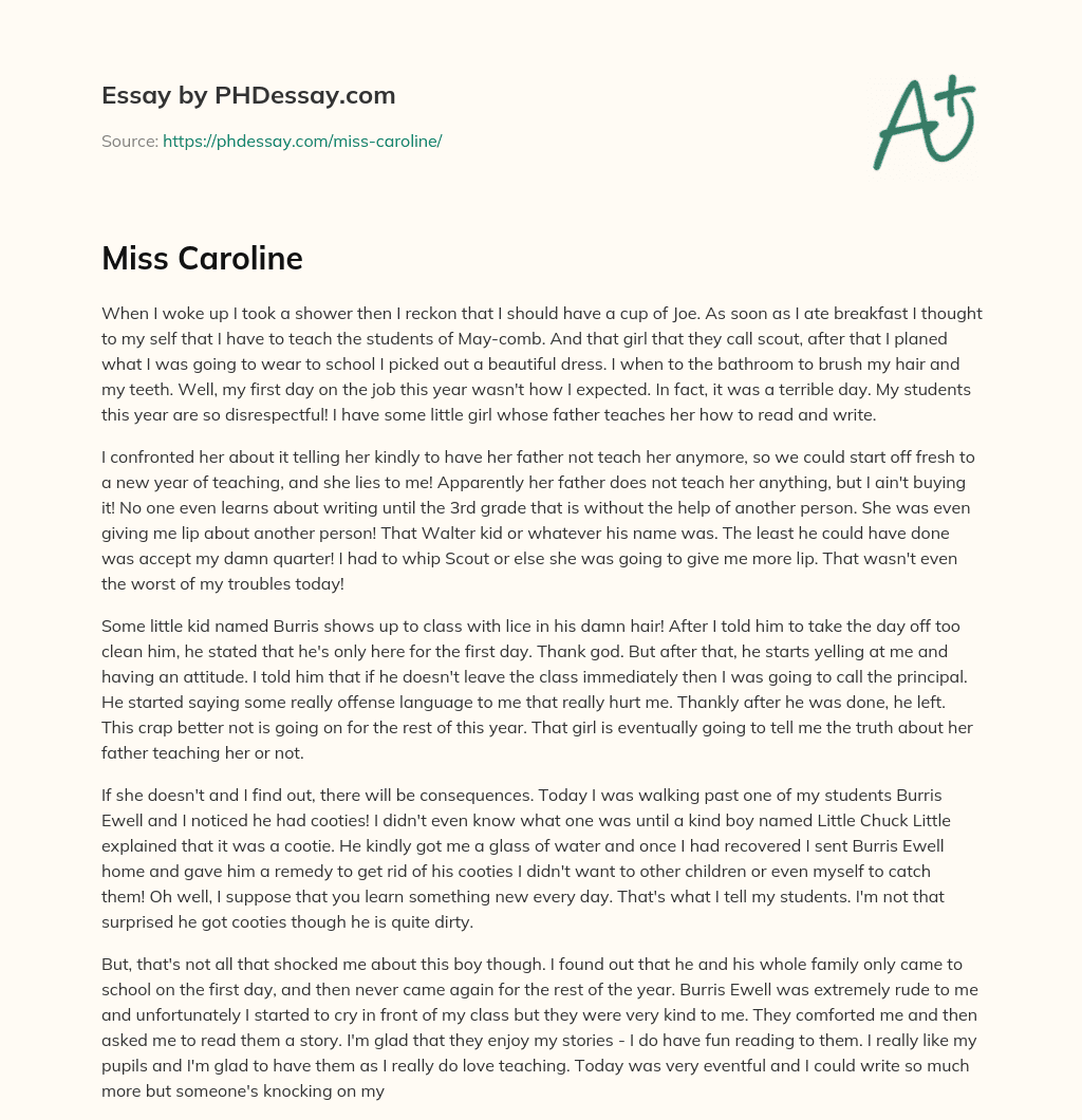 Miss Caroline essay