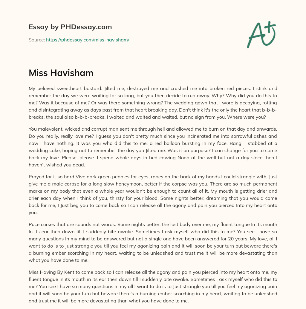 Miss Havisham essay