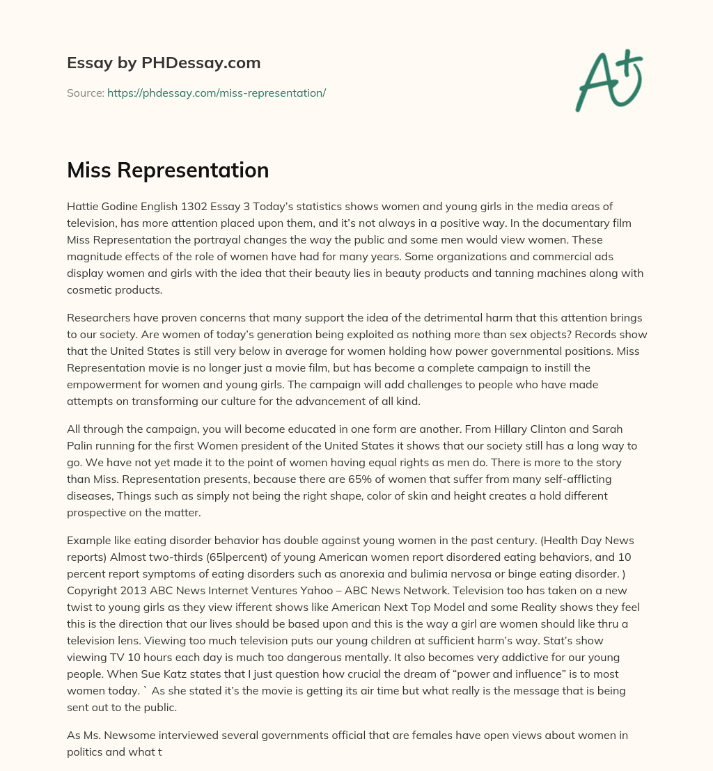Miss Representation essay