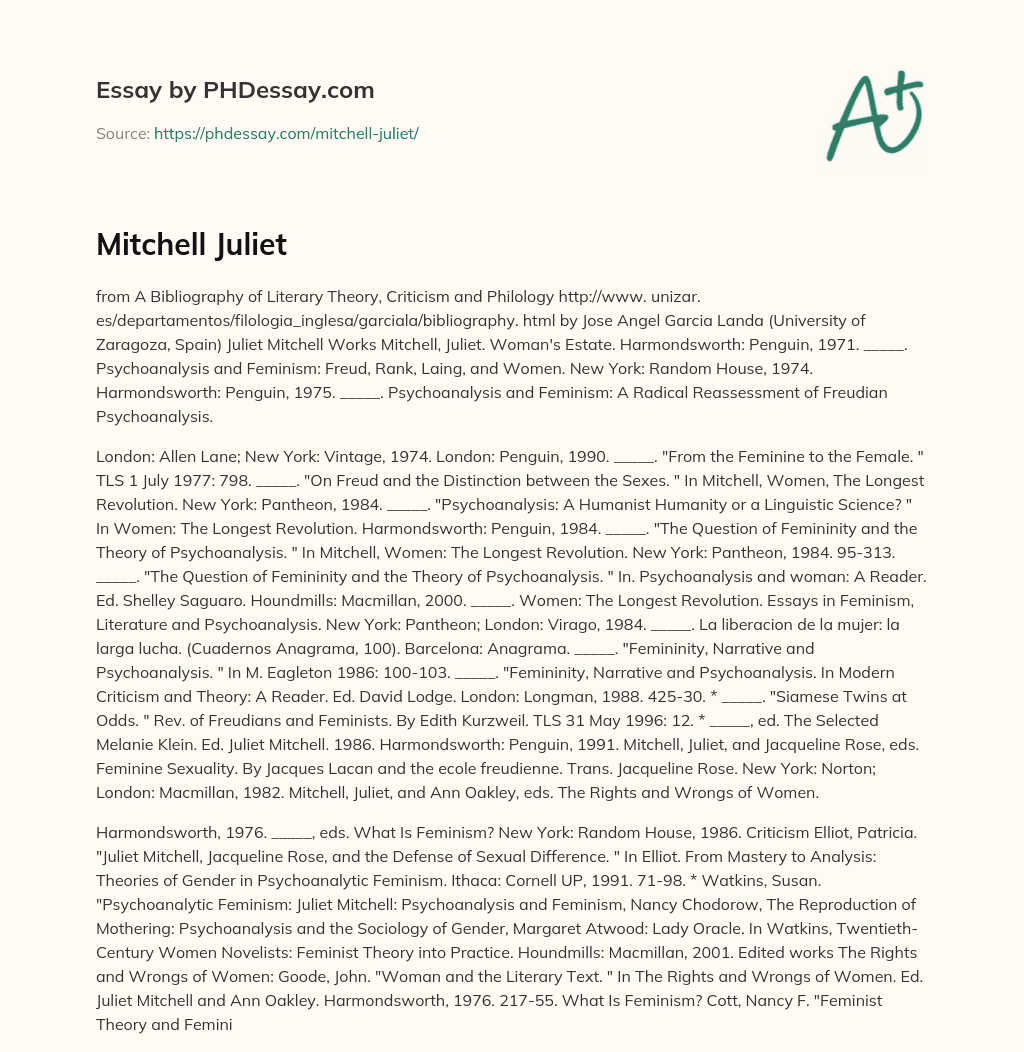 Mitchell Juliet essay