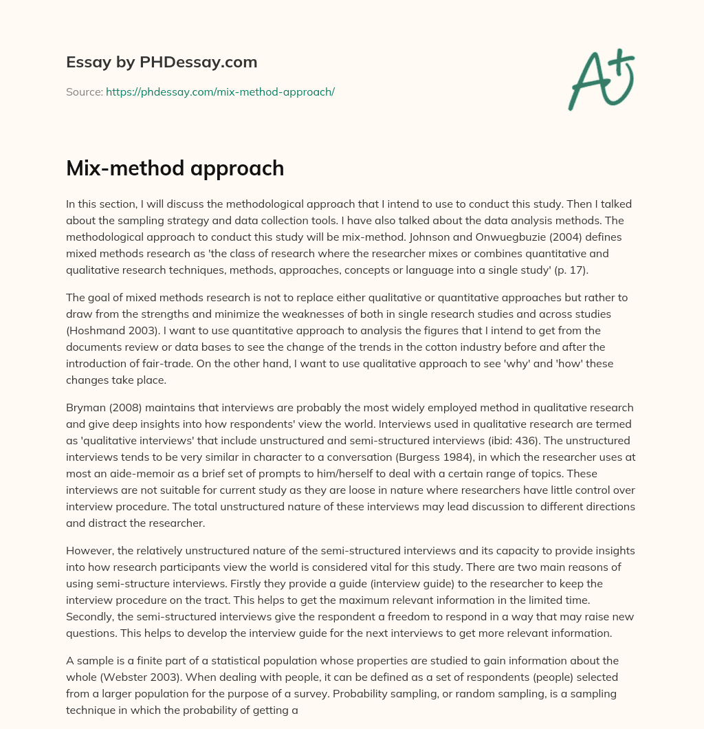 Mix-method approach essay