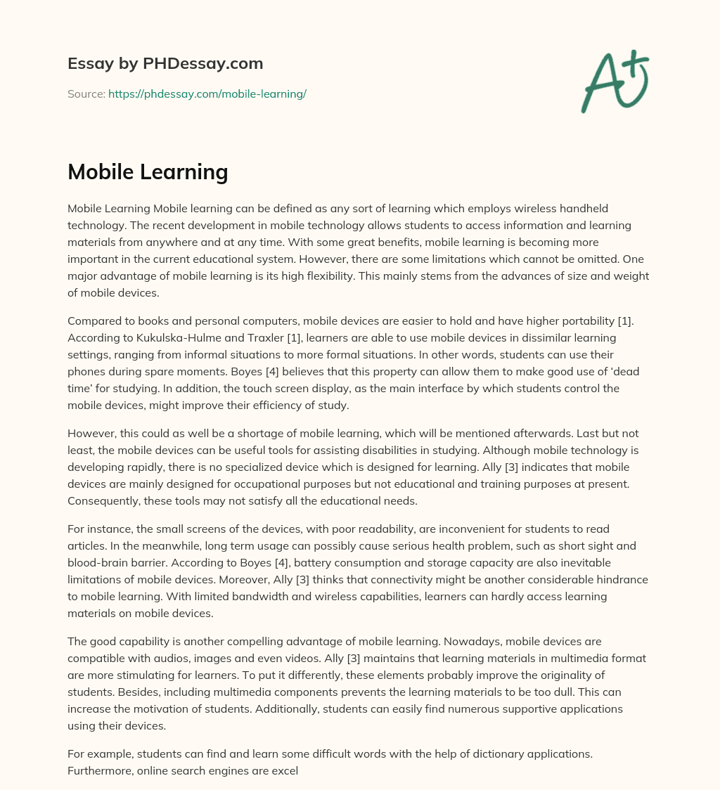 Mobile Learning essay