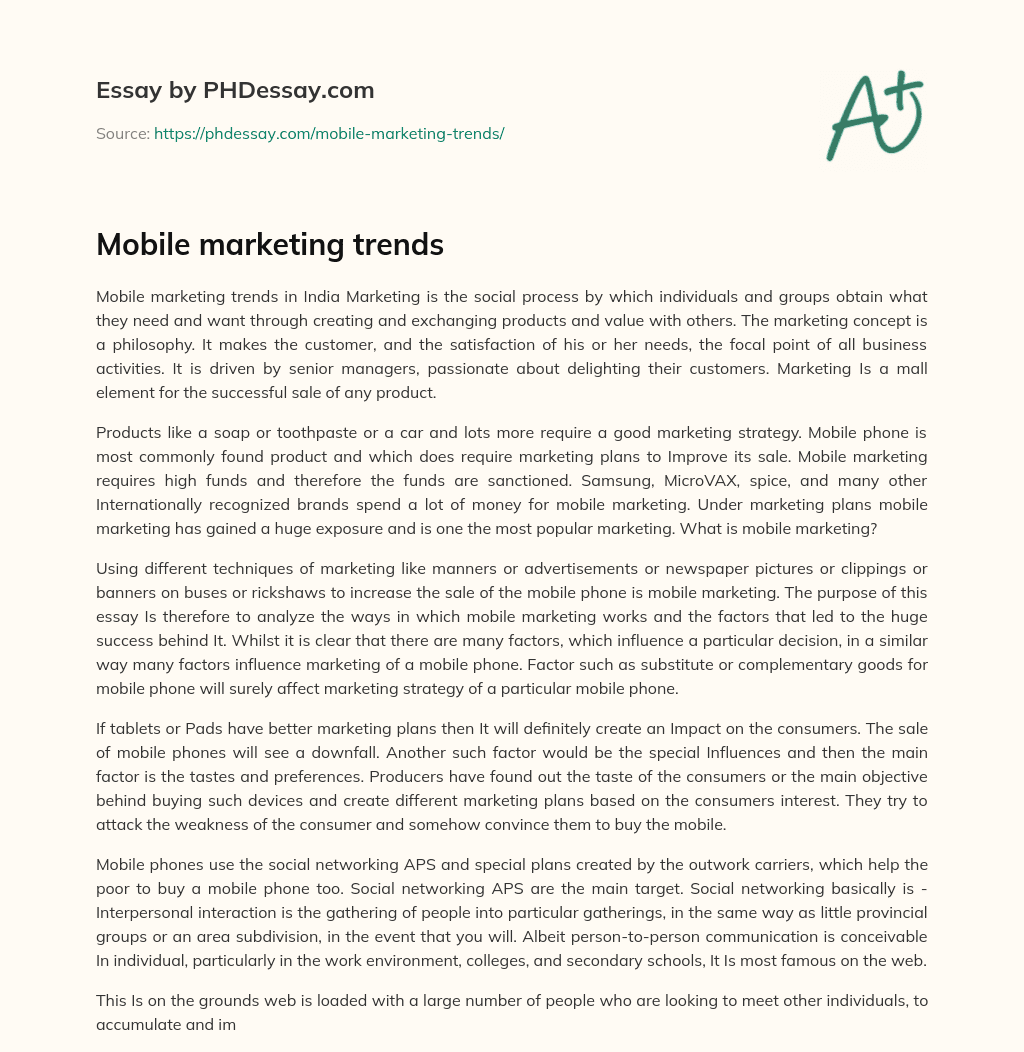 Mobile marketing trends essay