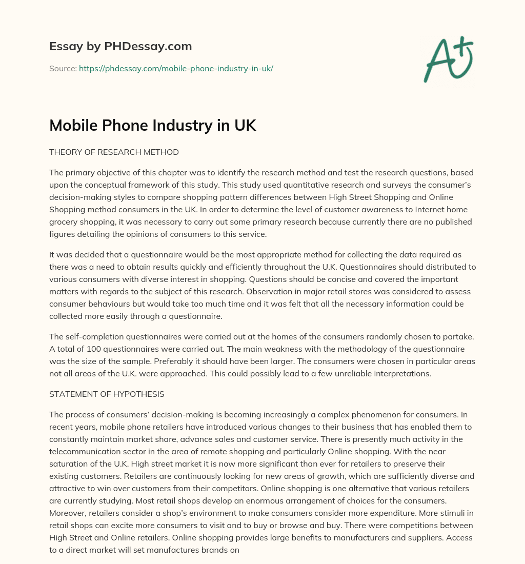 Mobile Phone Industry in UK essay