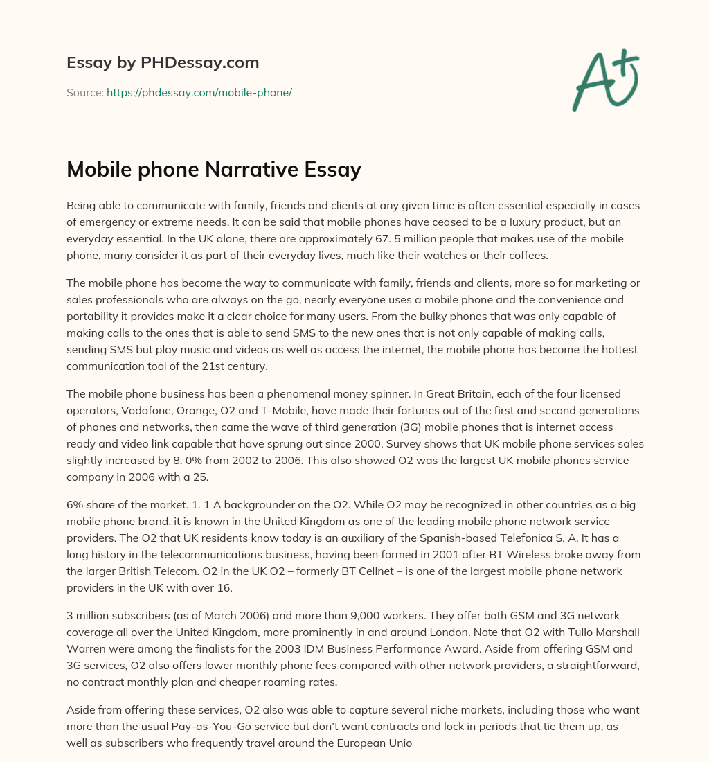 Mobile phone Narrative Essay essay