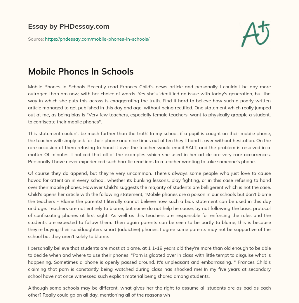 Mobile Phones In Schools