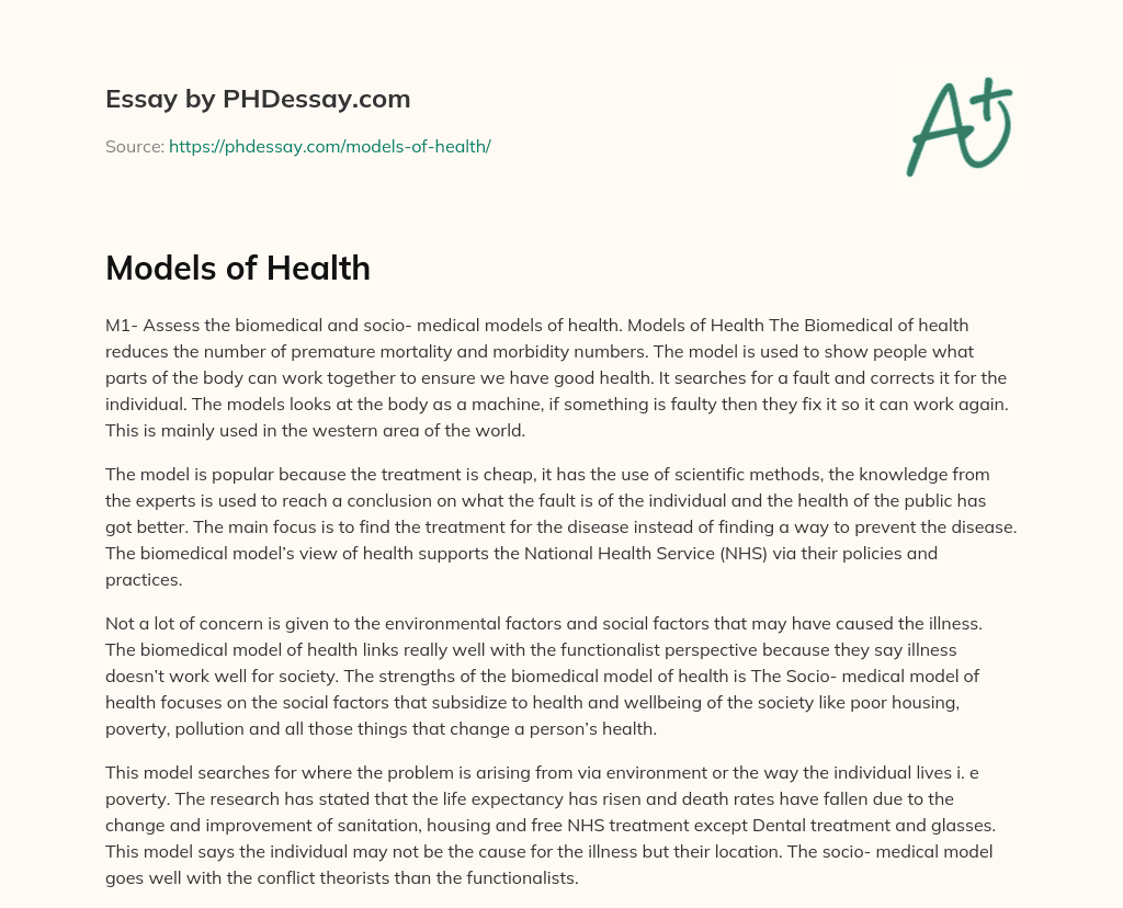 Models of Health essay