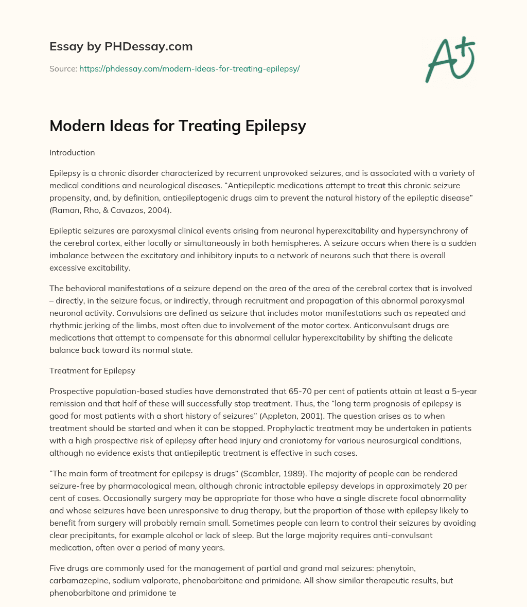 Modern Ideas for Treating Epilepsy essay
