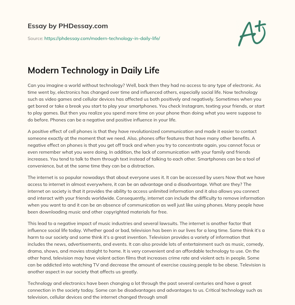 essay on modern technology in daily life