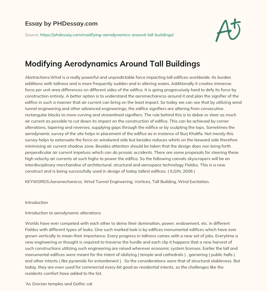 Modifying Aerodynamics Around Tall Buildings essay