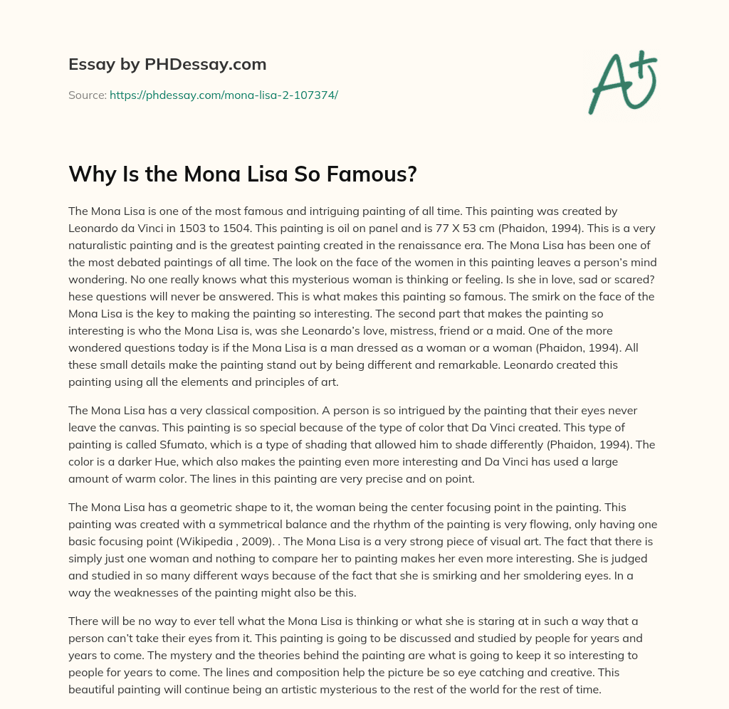 Why Is the Mona Lisa So Famous? essay