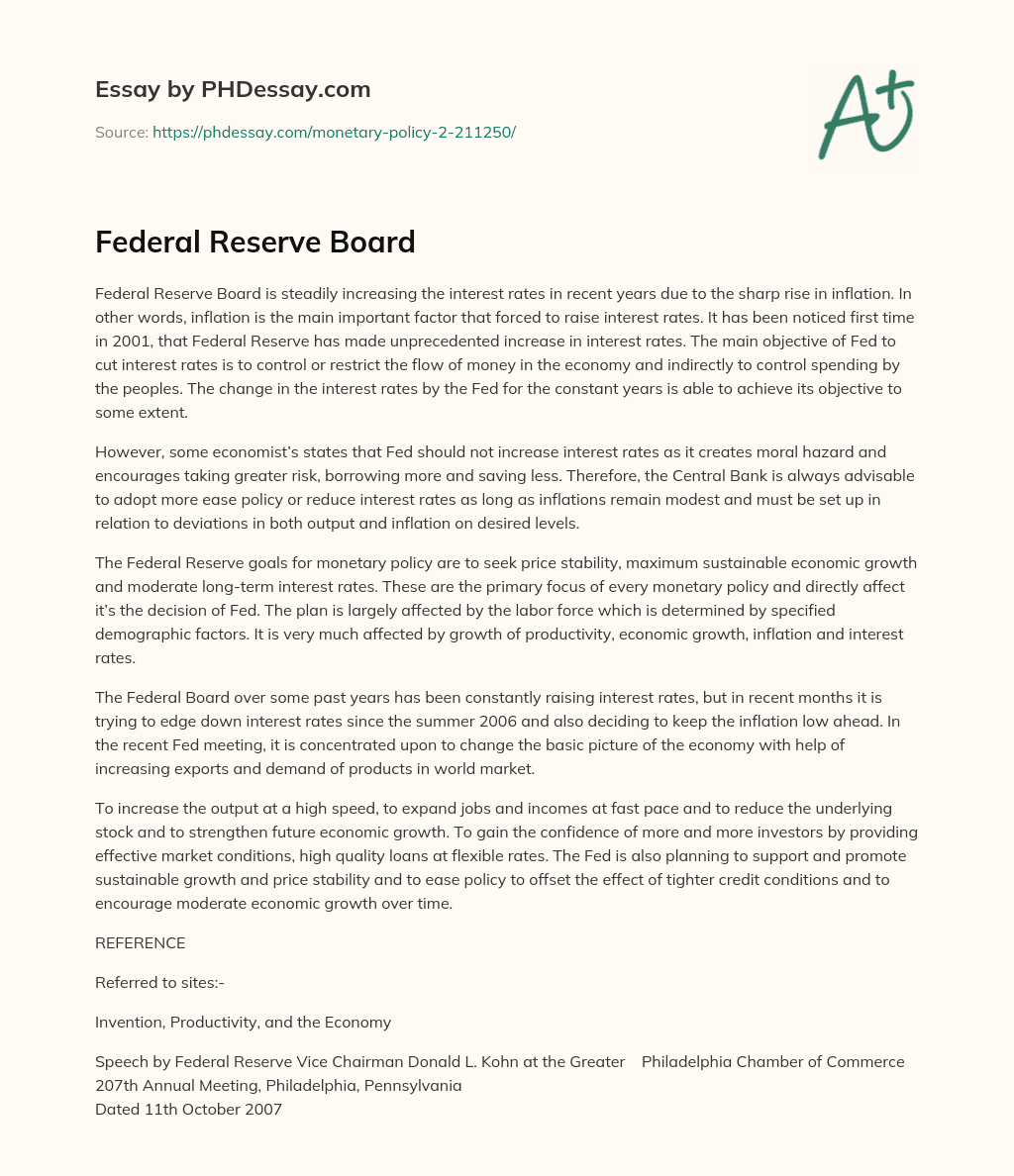 Federal Reserve Board essay