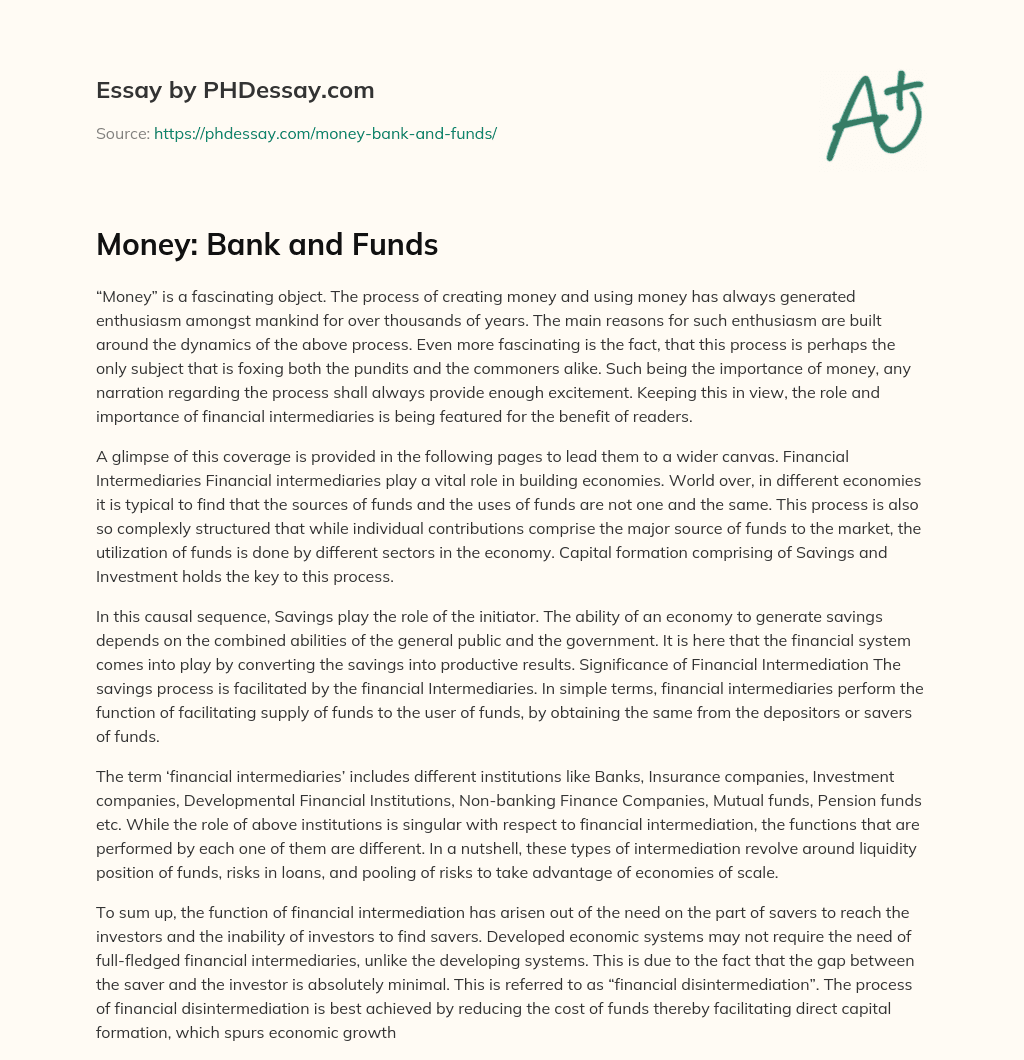 Money: Bank and Funds essay