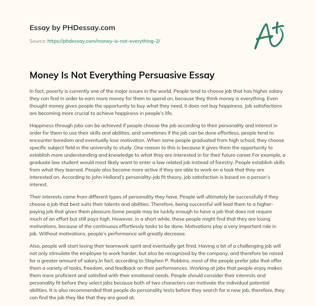 money is not everything essay 250 words