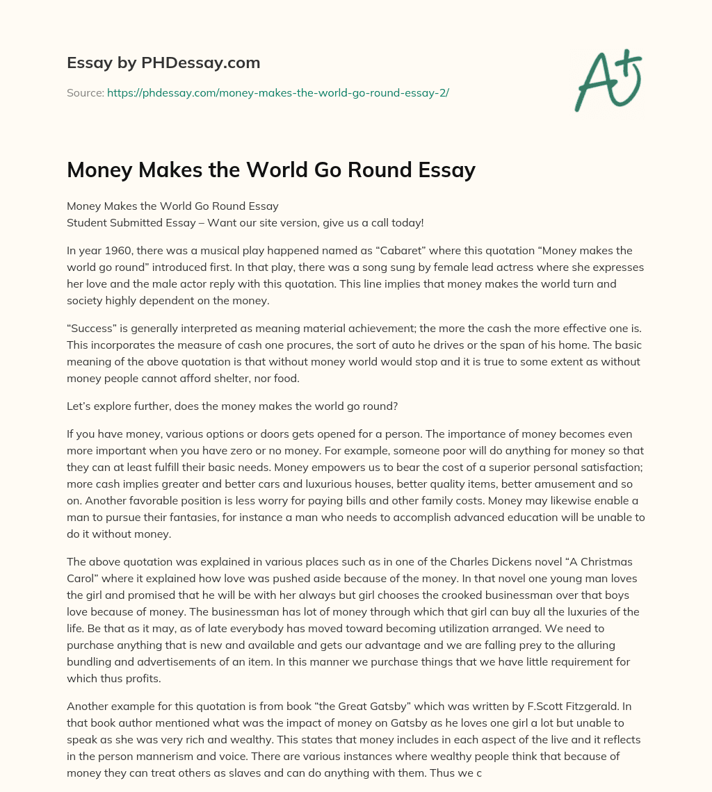 essay money makes the world go round