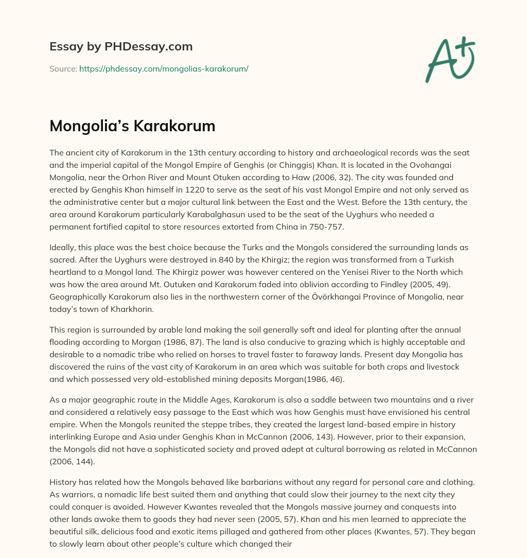 Mongolia’s Karakorum essay