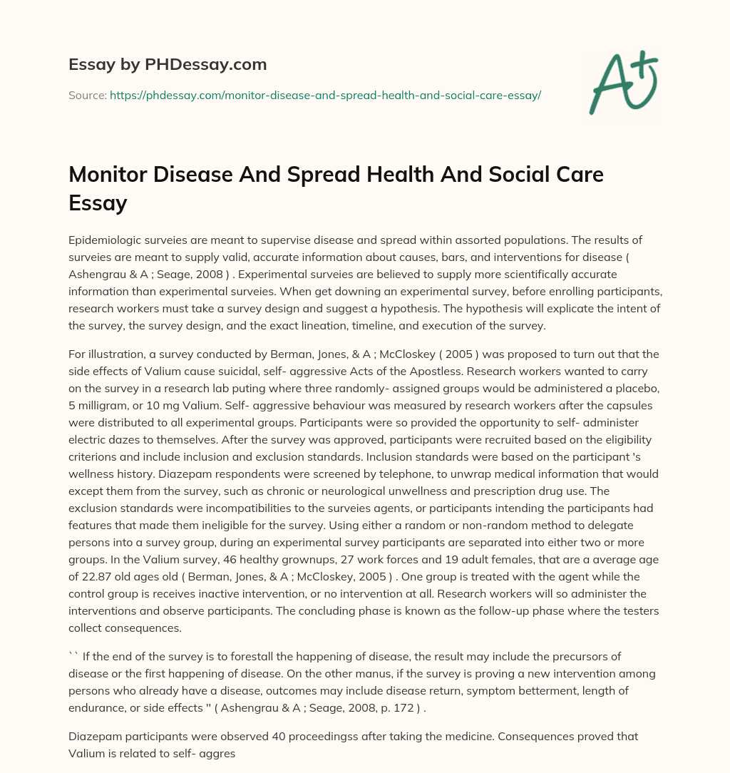 Monitor Disease And Spread Health And Social Care Essay essay