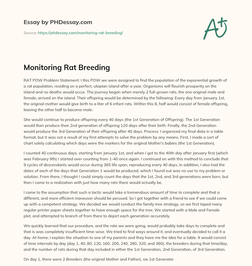 Monitoring Rat Breeding essay