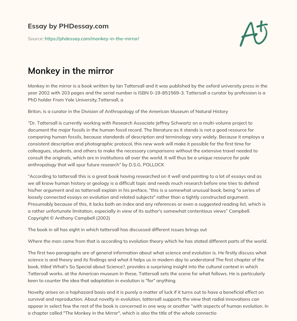 Monkey in the mirror essay