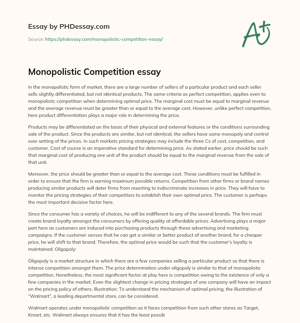 essay on monopolistic competition