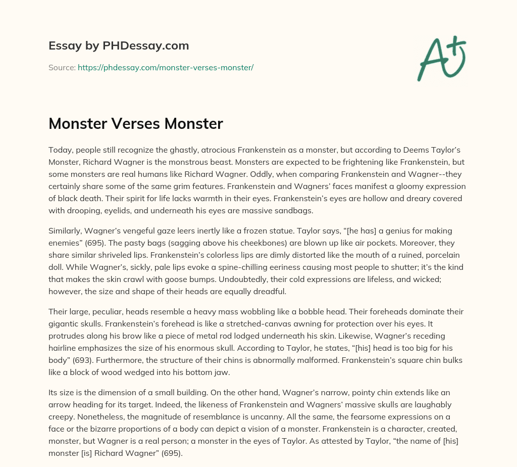 Monster Verses Monster (400 Words)