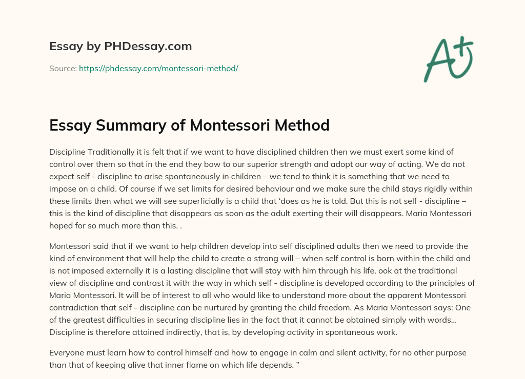essay on montessori method of education