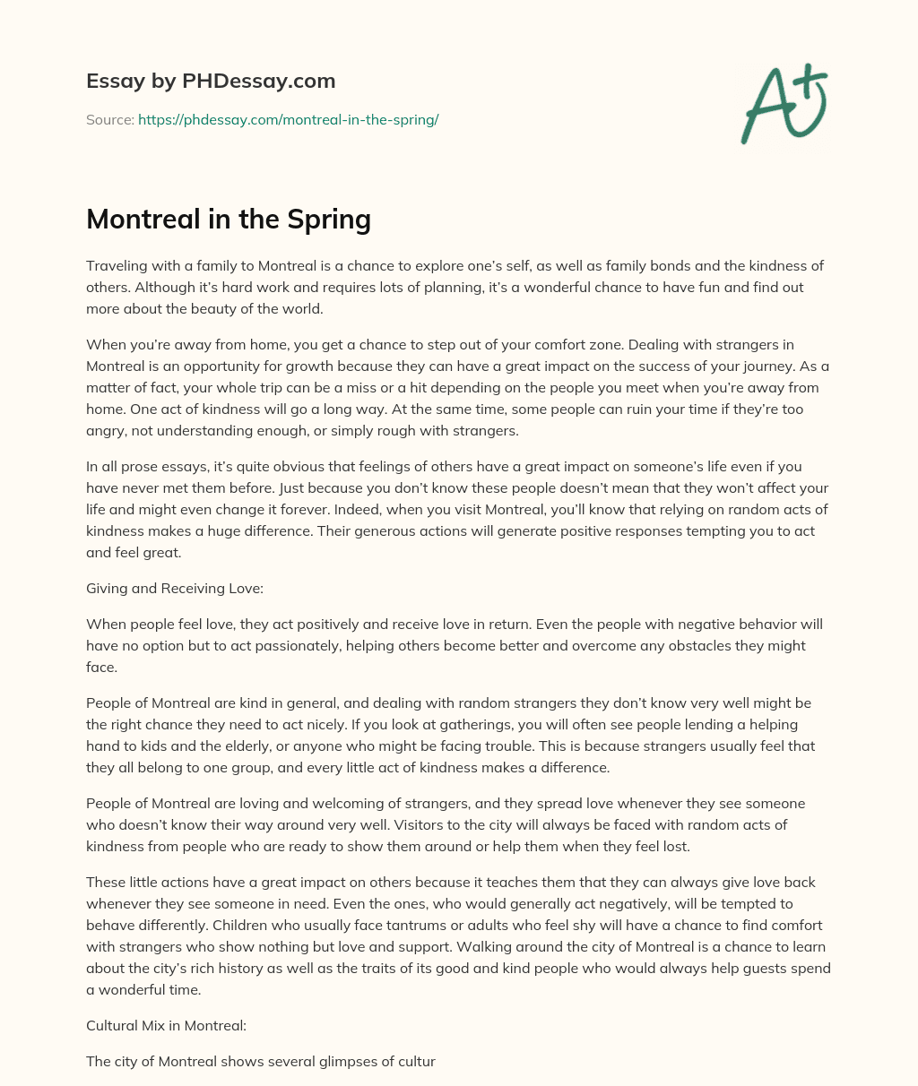 Montreal in the Spring essay