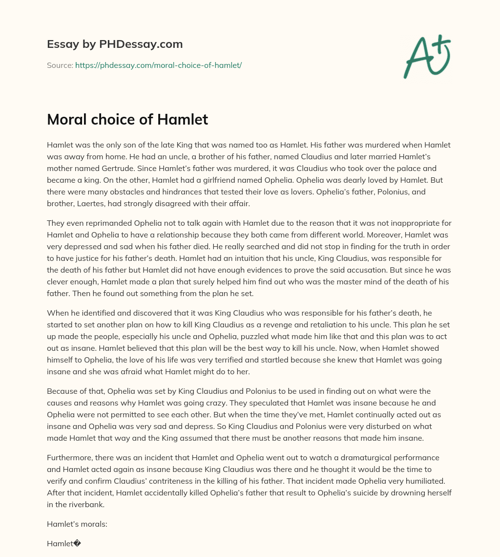 hamlet morality essay