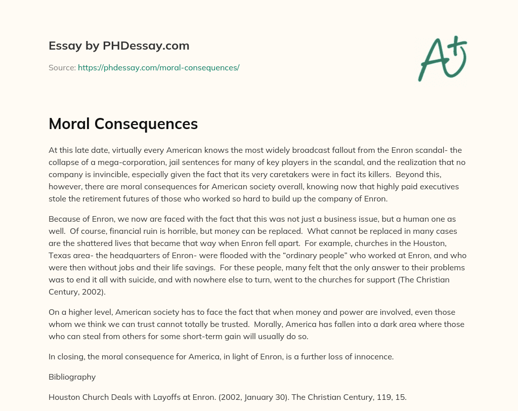 Moral Consequences essay