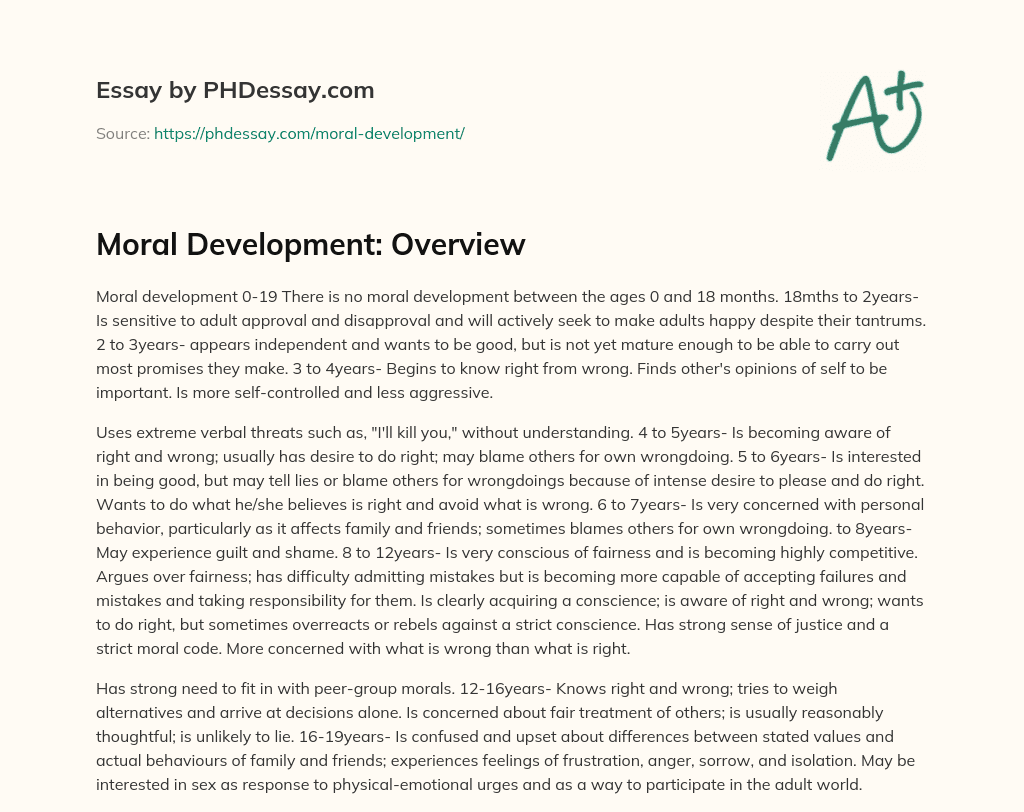 Moral Development: Overview essay