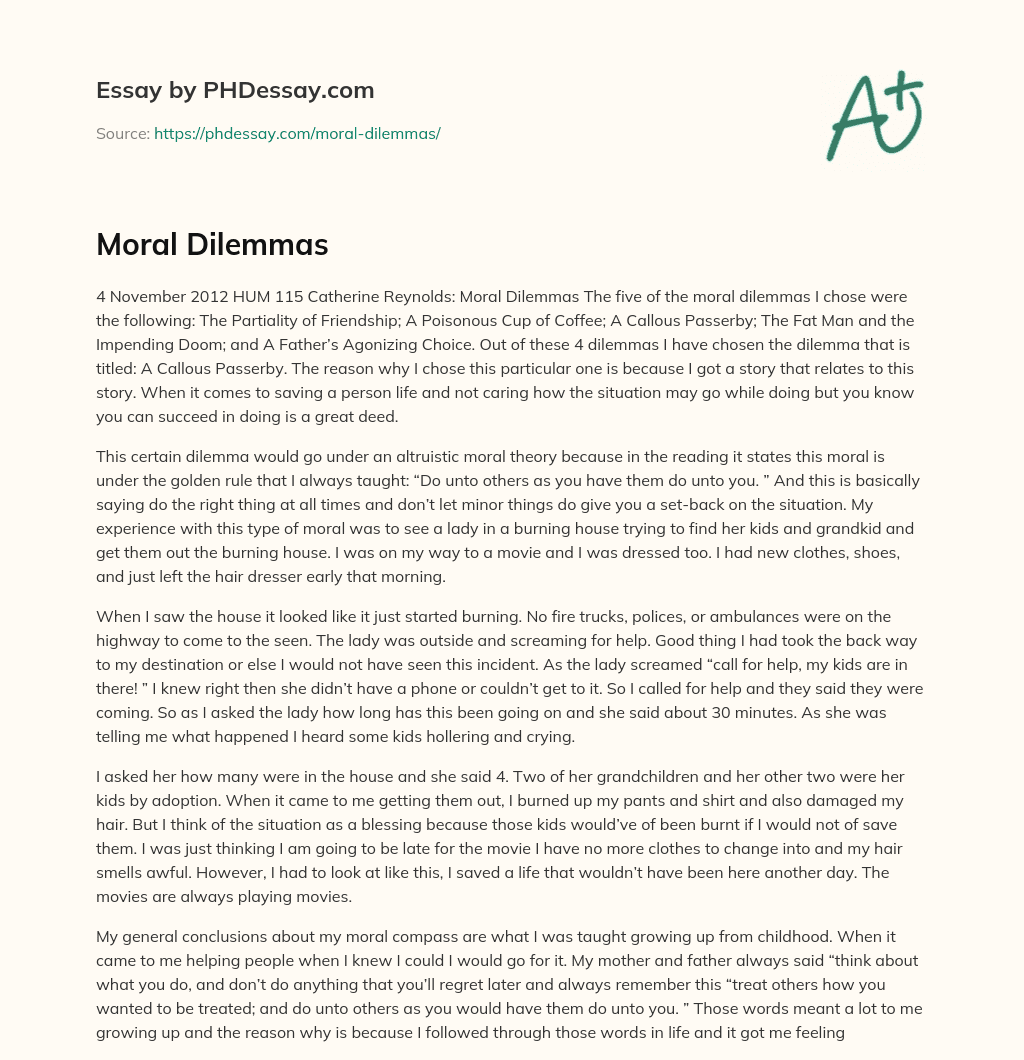Moral Dilemmas essay