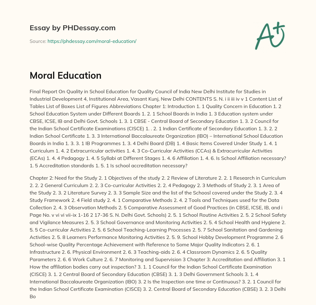 Moral Education essay