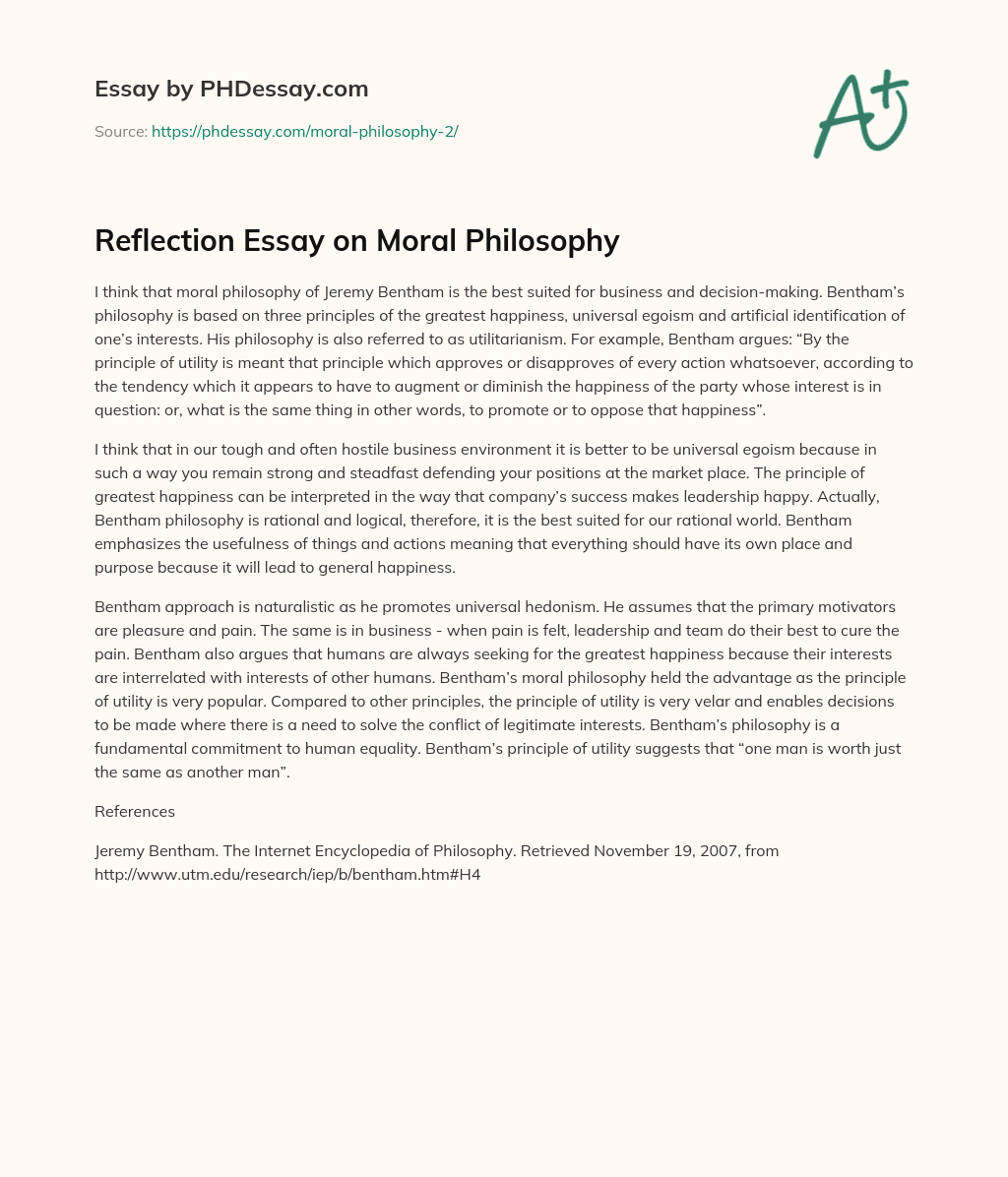 essay on moral philosophy