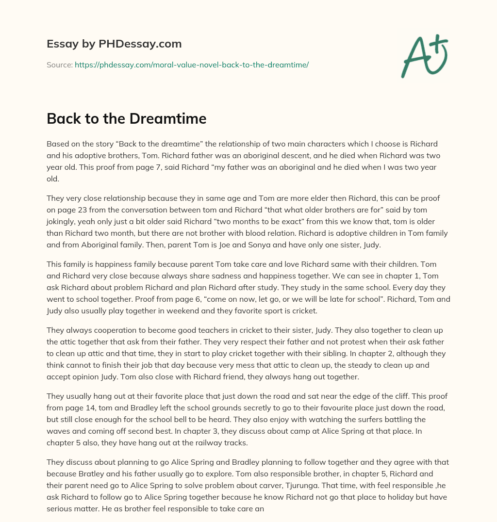 Back to the Dreamtime essay