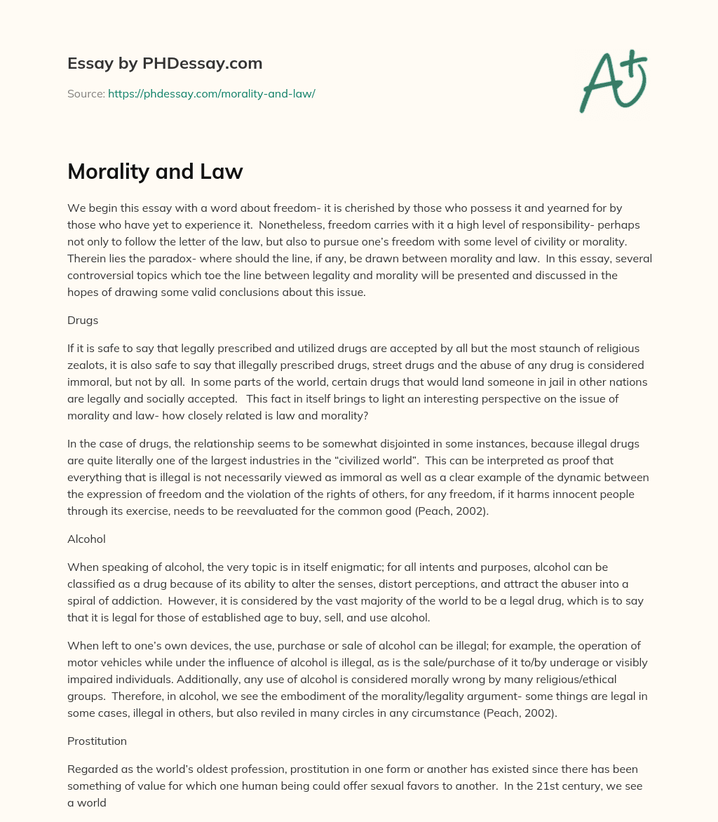 Morality and Law essay