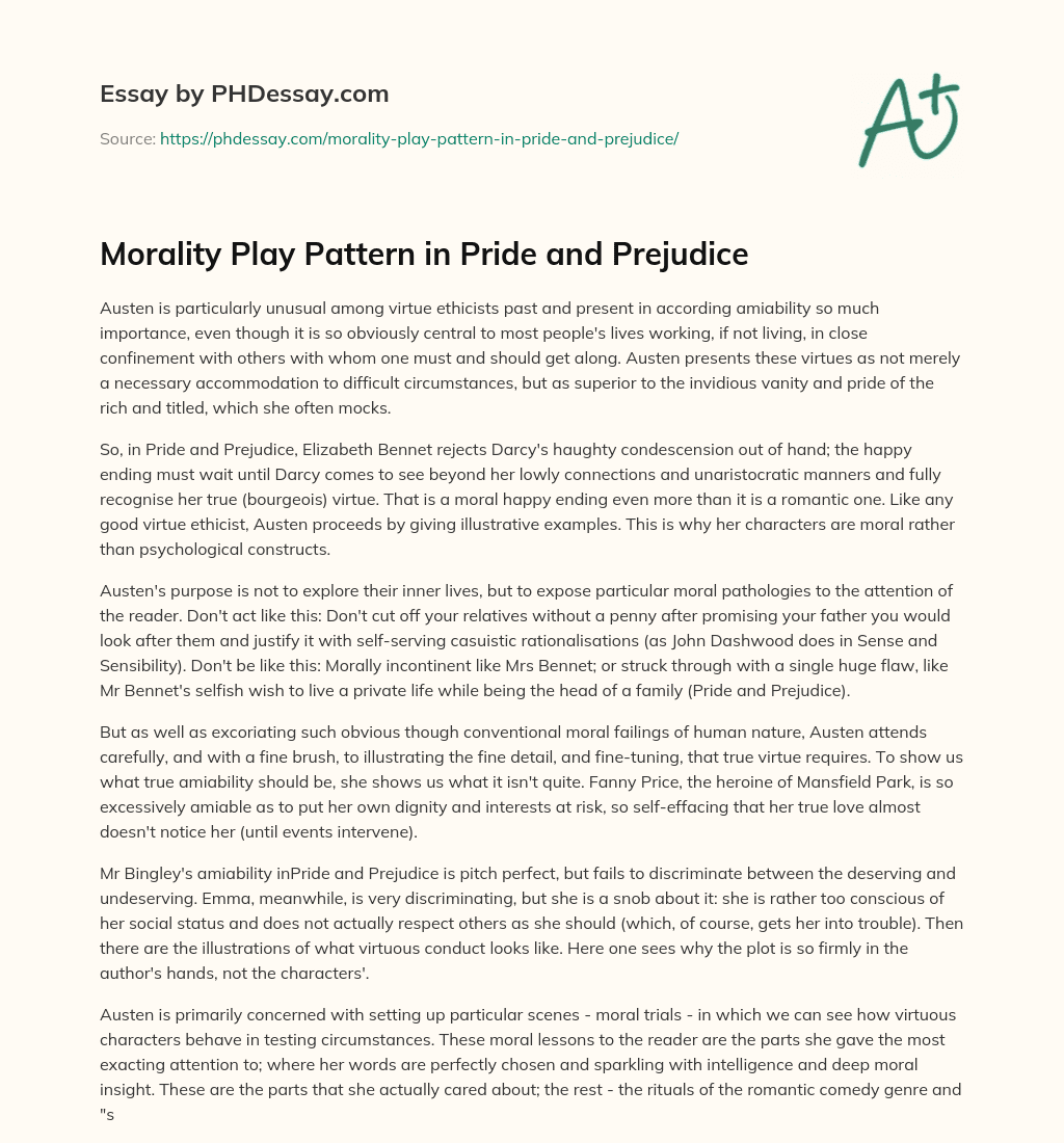 Morality Play Pattern in Pride and Prejudice essay