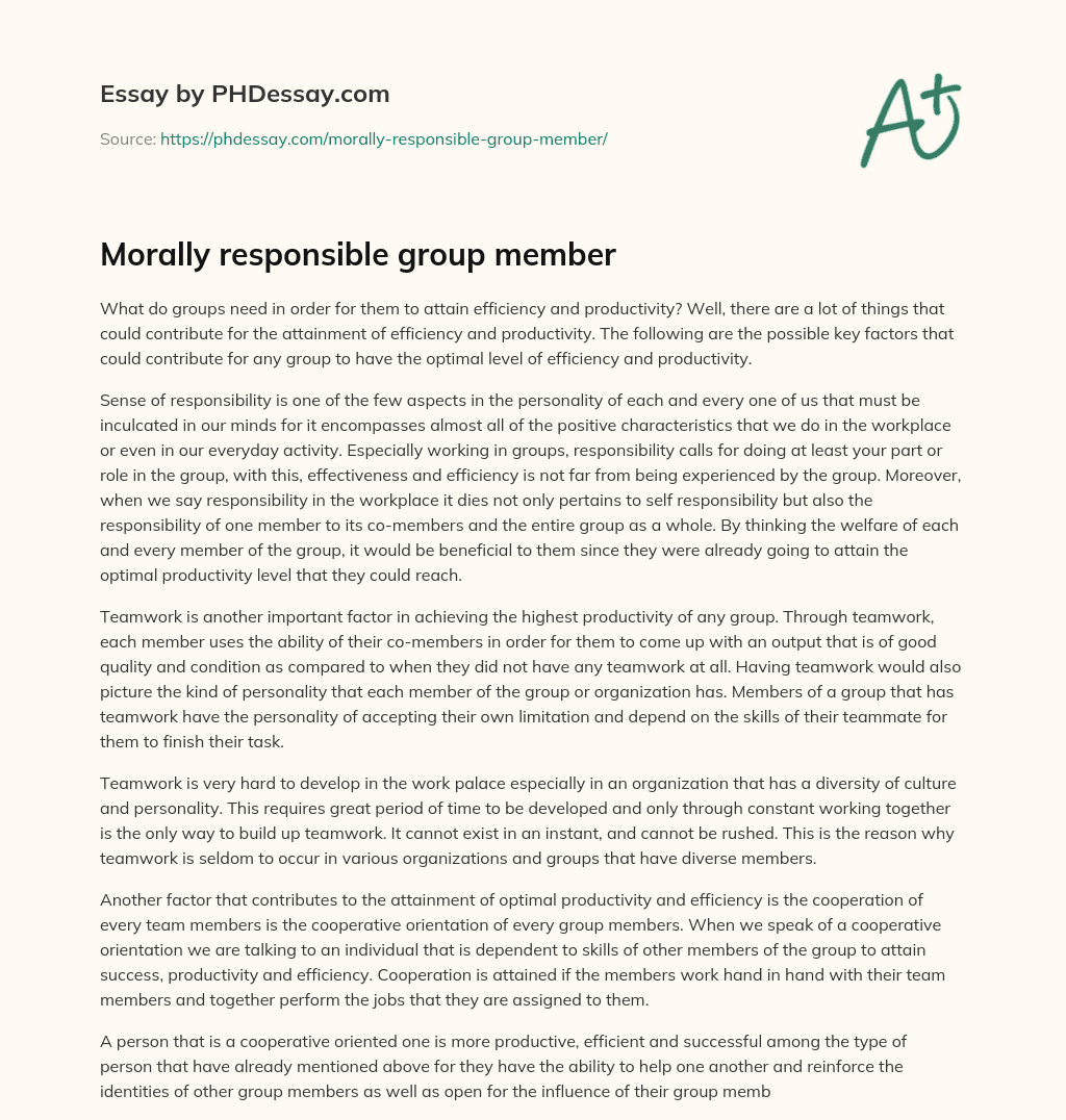 Morally responsible group member essay