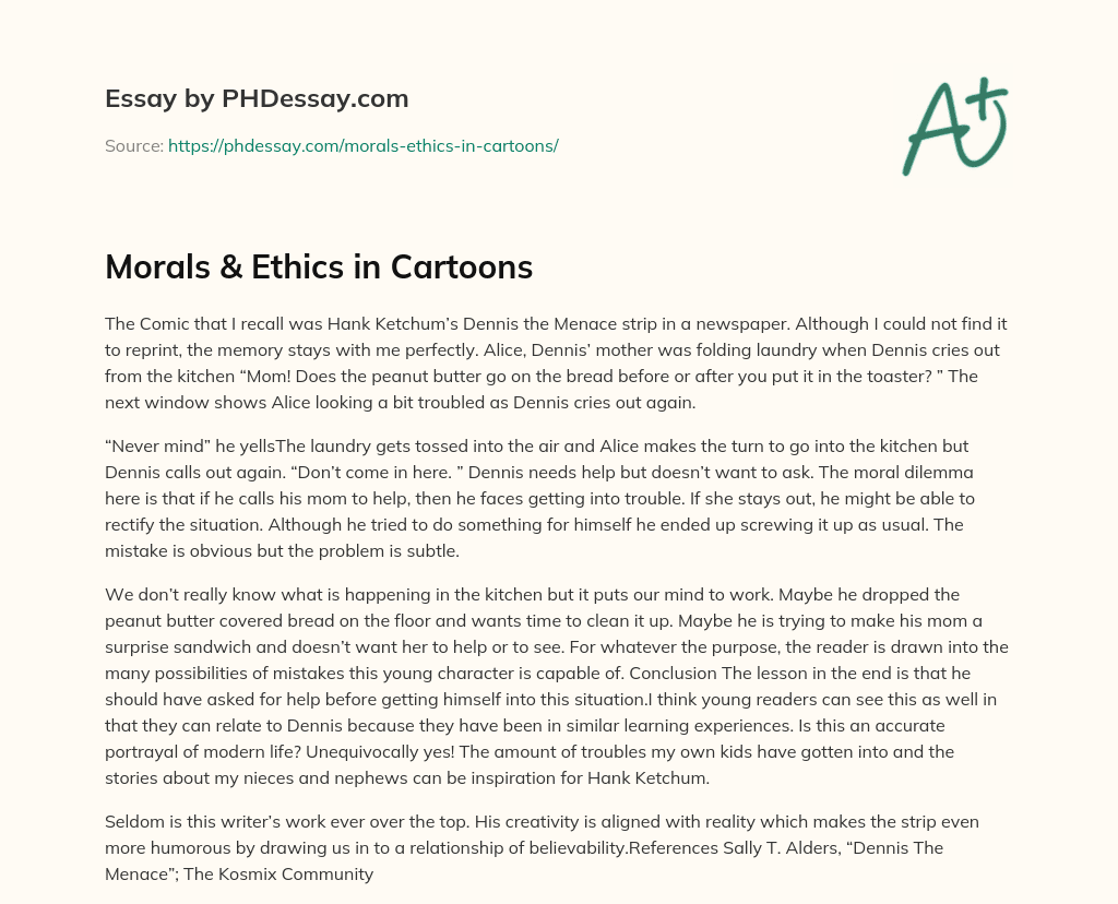 Morals & Ethics in Cartoons essay