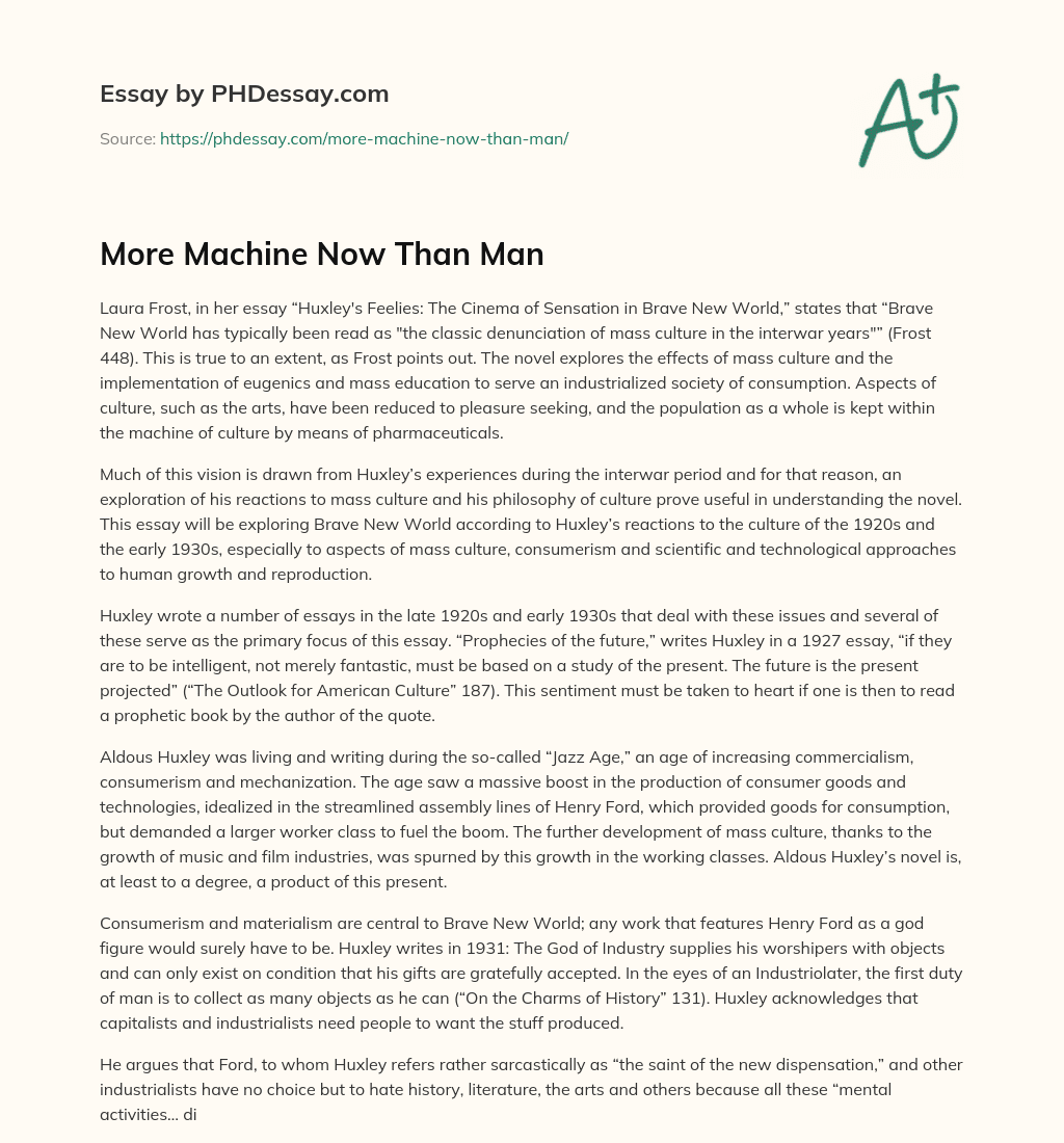 More Machine Now Than Man essay