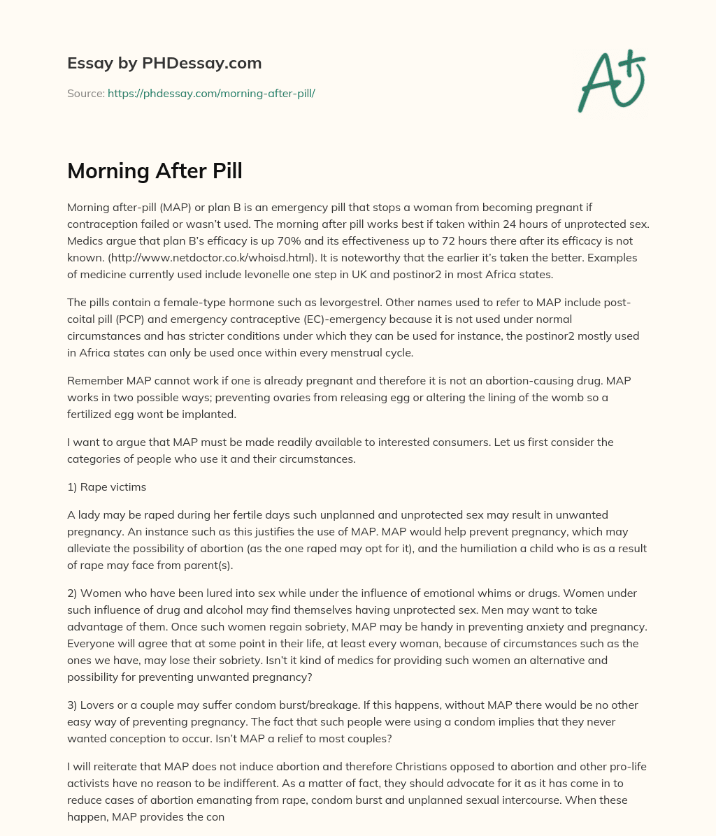 Morning After Pill essay