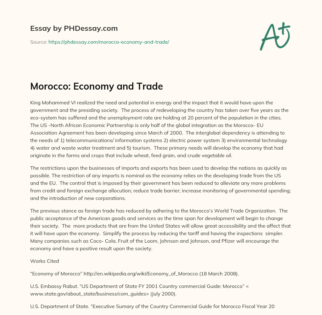 Morocco: Economy and Trade essay