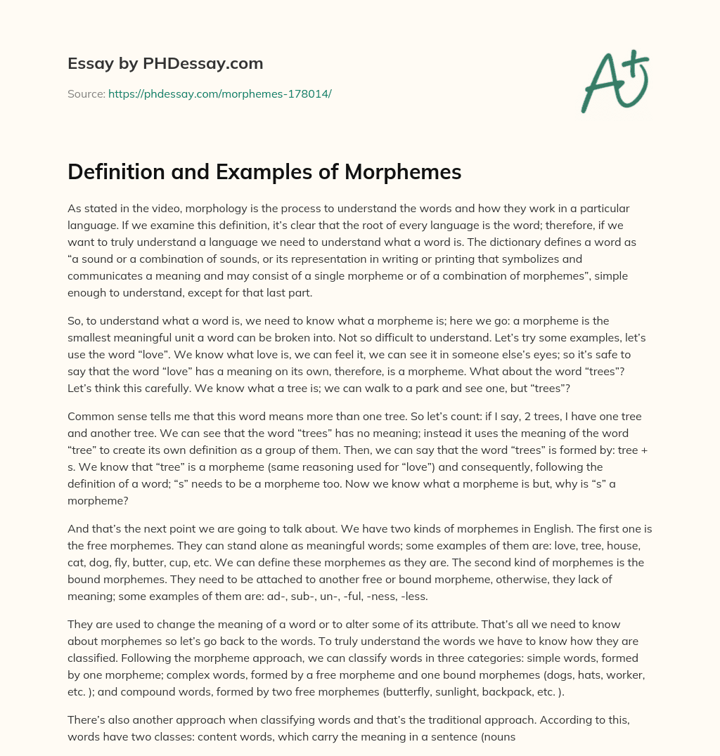 Definition and Examples of Morphemes essay