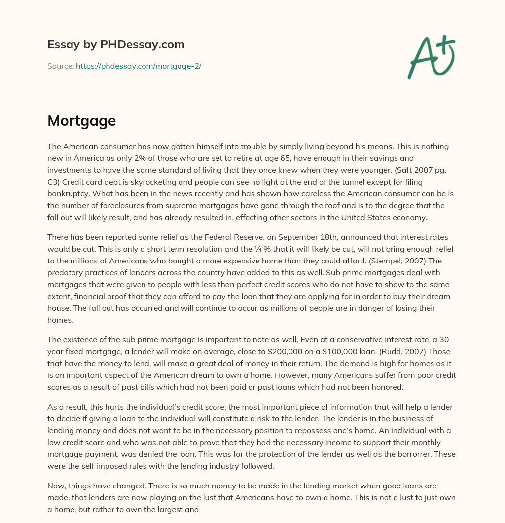 American Consumers Living Beyond Their Means and Facing Financial Trouble essay