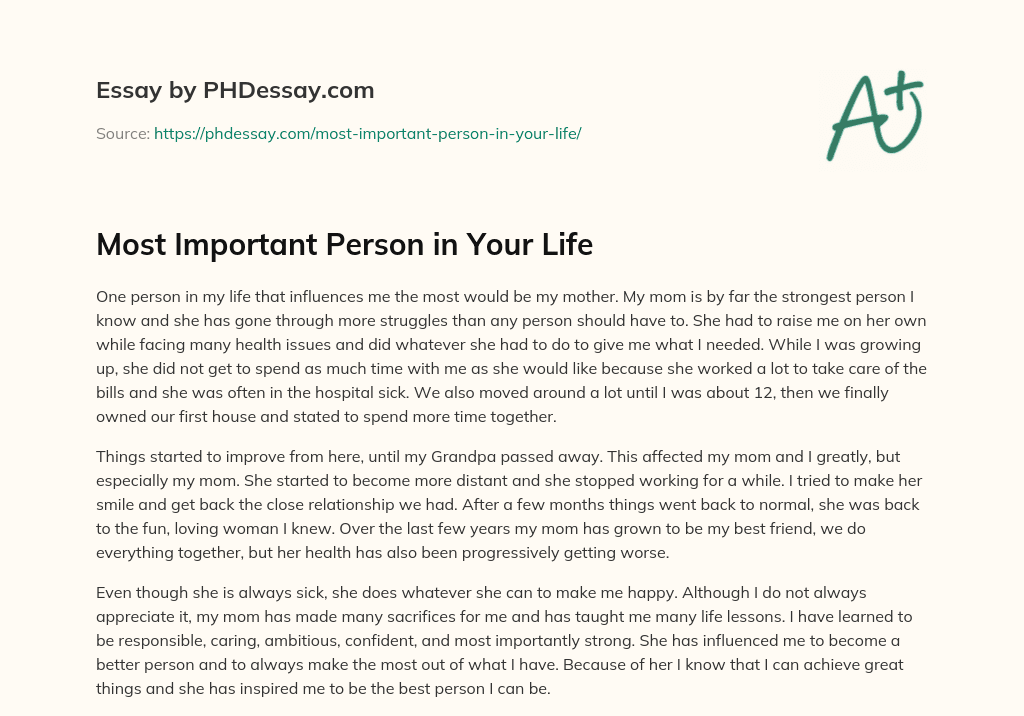 essay about the most influential person in your life