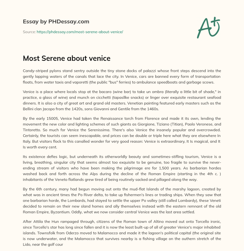 Most Serene about venice essay