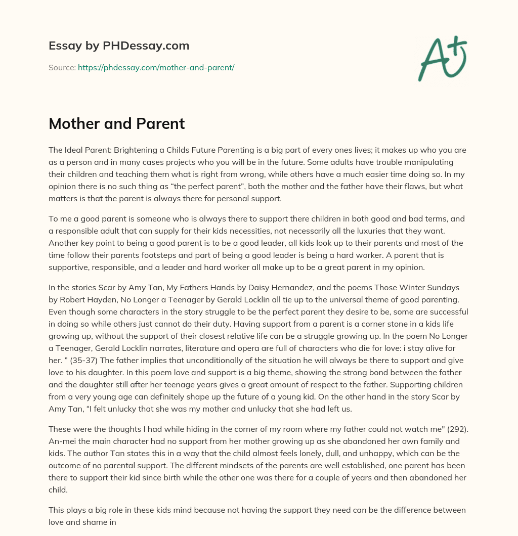 Mother and Parent essay
